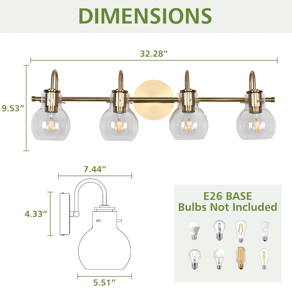 Modern Minimalist Vanity Lamp And Bathroom Wall Sconce With A Spherical Glass Shade – Ideal For Powder Rooms And Dressing Rooms