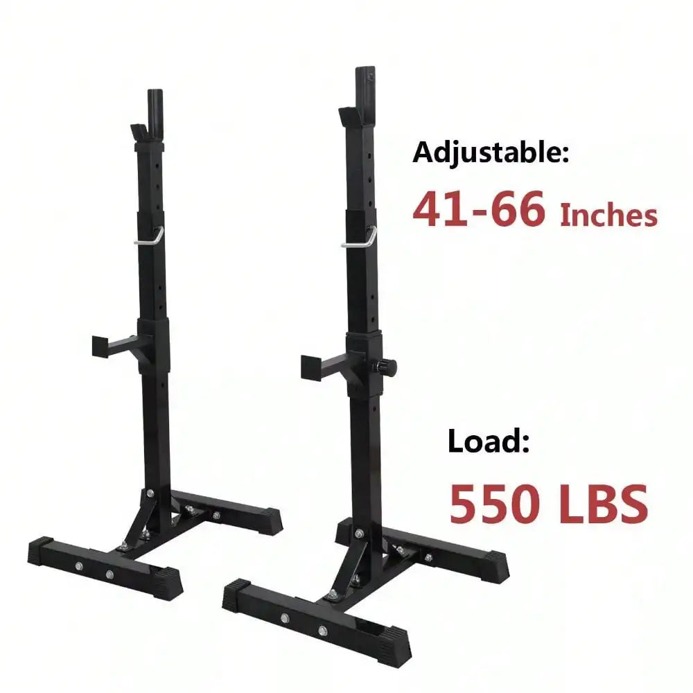 2pcs Adjustable Rack Standard Squat Steel Stands Barbell Free Press Bench Home