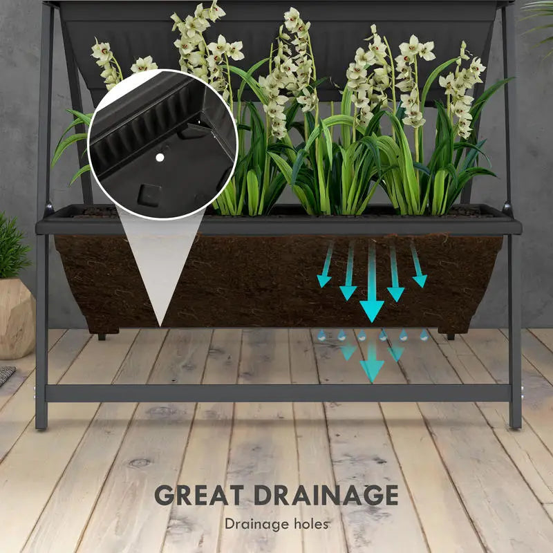 4-Tier Vertical Raised Garden Planter with 4 Boxes, Outdoor Plant Stand Grow Container for Vegetable & Flowers, Black