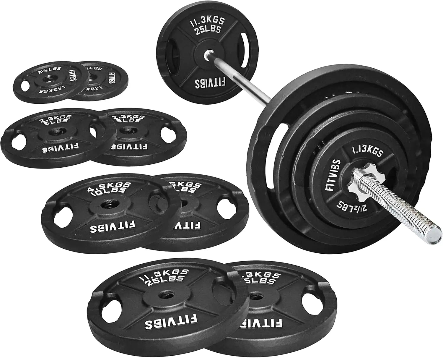 95-Pound Cast Iron Weight Set with 5FT Barbell Bar, Star Locks, and Multiple Plates for Home Gym