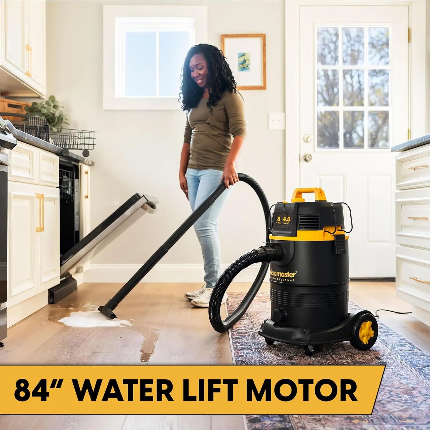 8 Gallon Wet/Dry Vacuum with Self-Cleaning Filter, 4.5 HP Motor for Powerful Suction and Easy Cleaning