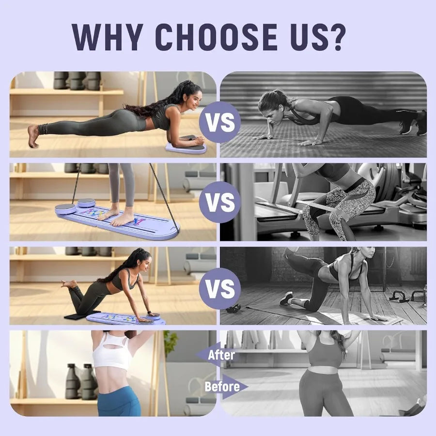 Pilates Board Reformer Set 15in1 Foldable Ab Core Trainer for Home Workout Portable Multifunctional Pilates Machine for Women a