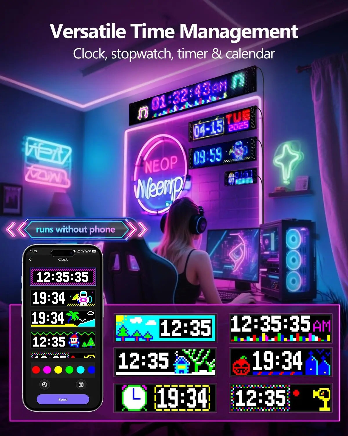 Programmable LED Devil Eyes for Semi Trucks Windshield - 58in x 8in, Upgraded Chip, Synchronized Screens