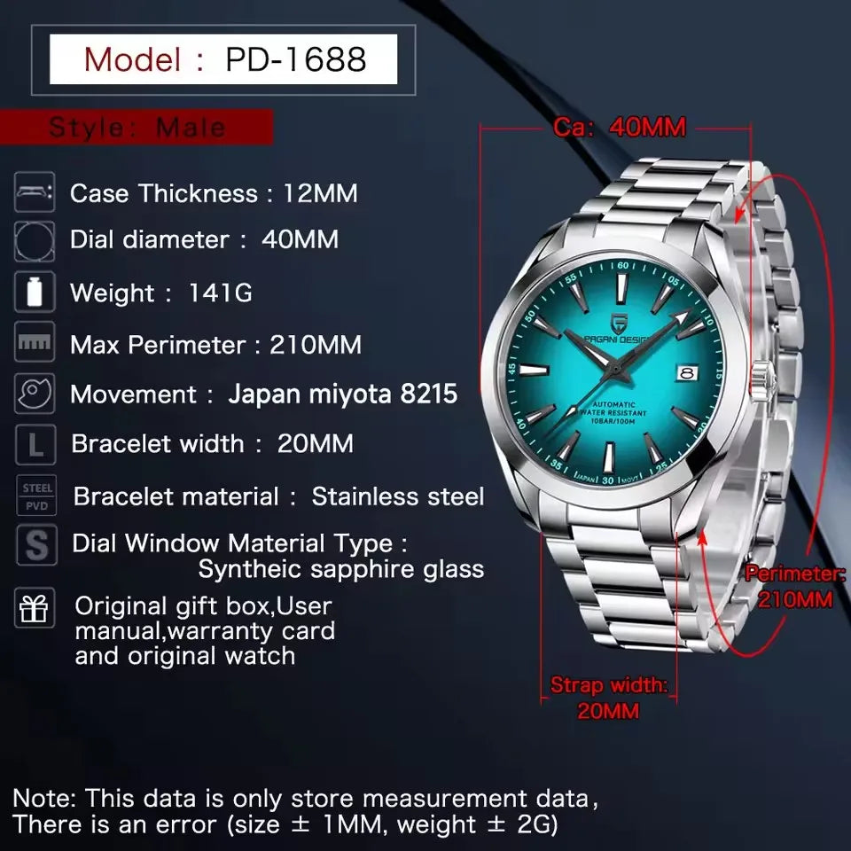 PAGANI DESIGN A150 V2 40MM Luxury Men Sports Watch Sapphire Glass Luminous Stainless Steel Automatic Mechanical Watches for men