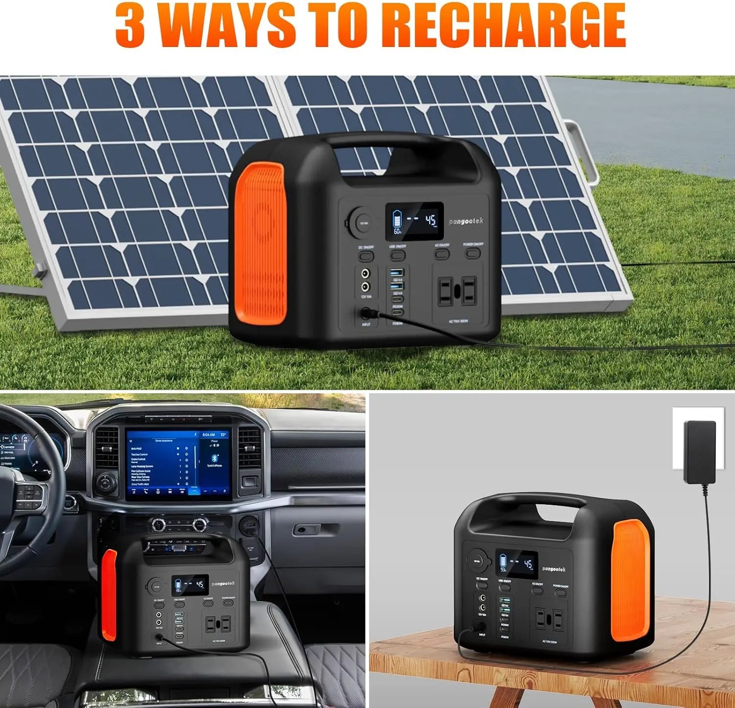 Portable Power Station 300W LiFePO4 Solar Generator with Pure Sine Wave AC Outlets, Fast PD Charging for CPAP Outdoor Camping