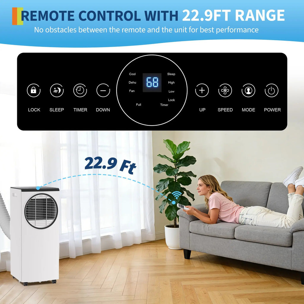 Quiet 8000 BTU Portable AC Unit For Bedroom, 3 In 1 Air Conditioner With Dehumidifier Fan, Remote Timer For 350 Sq Ft