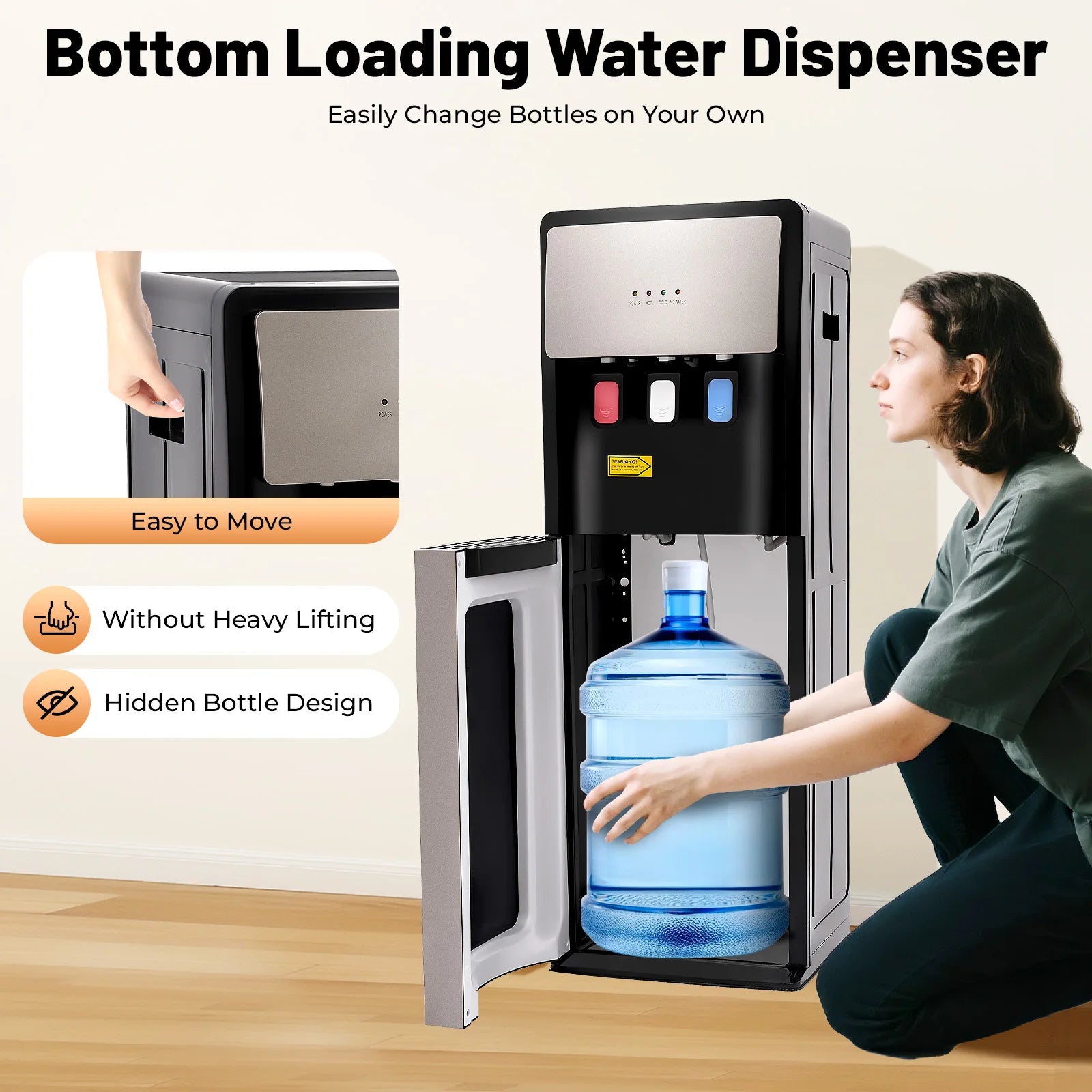 5l Hot Cold Water Dispenser 110v Bottom Loading Water Cooler Dispenser Silver Grey/White/Champaign Gold For Home