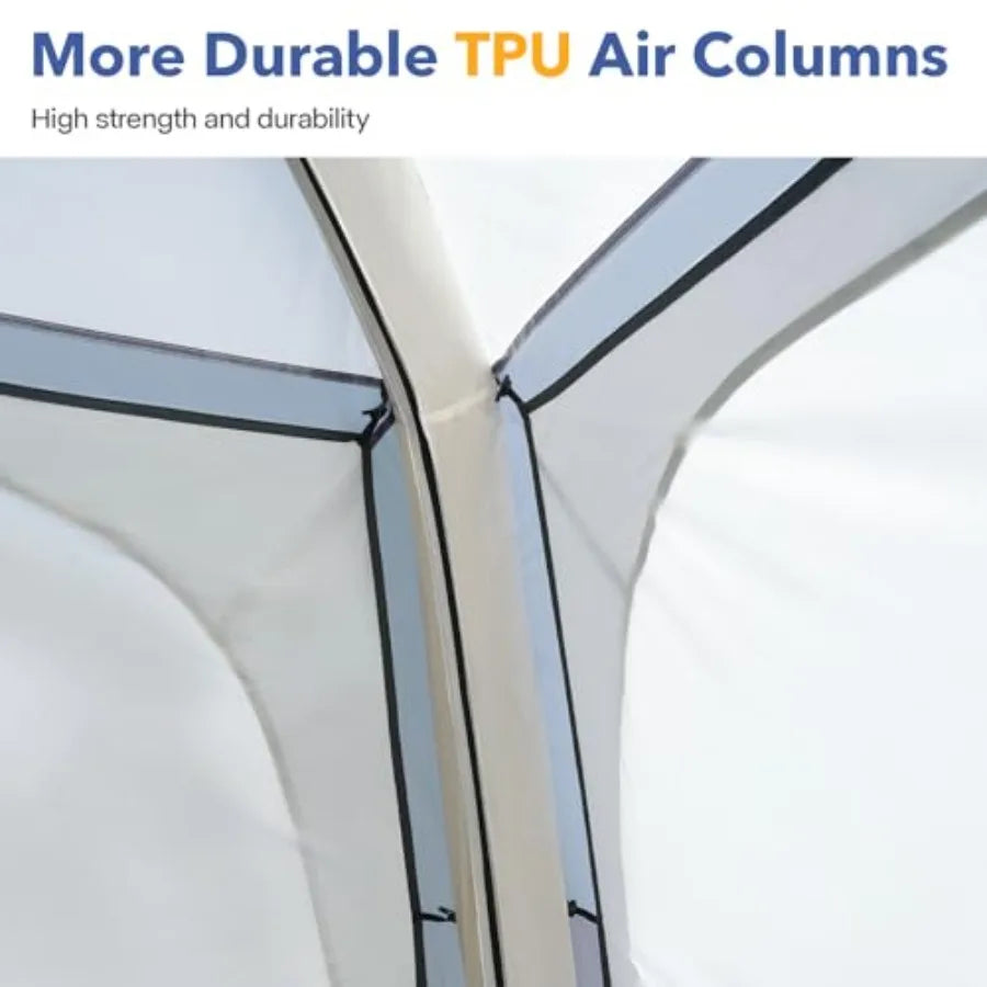 10x10ft Inflatable Air Canopy Tent with 4 Removable Side Panels for 6-8 People in White and Grey Instant Setup for Garden Beach
