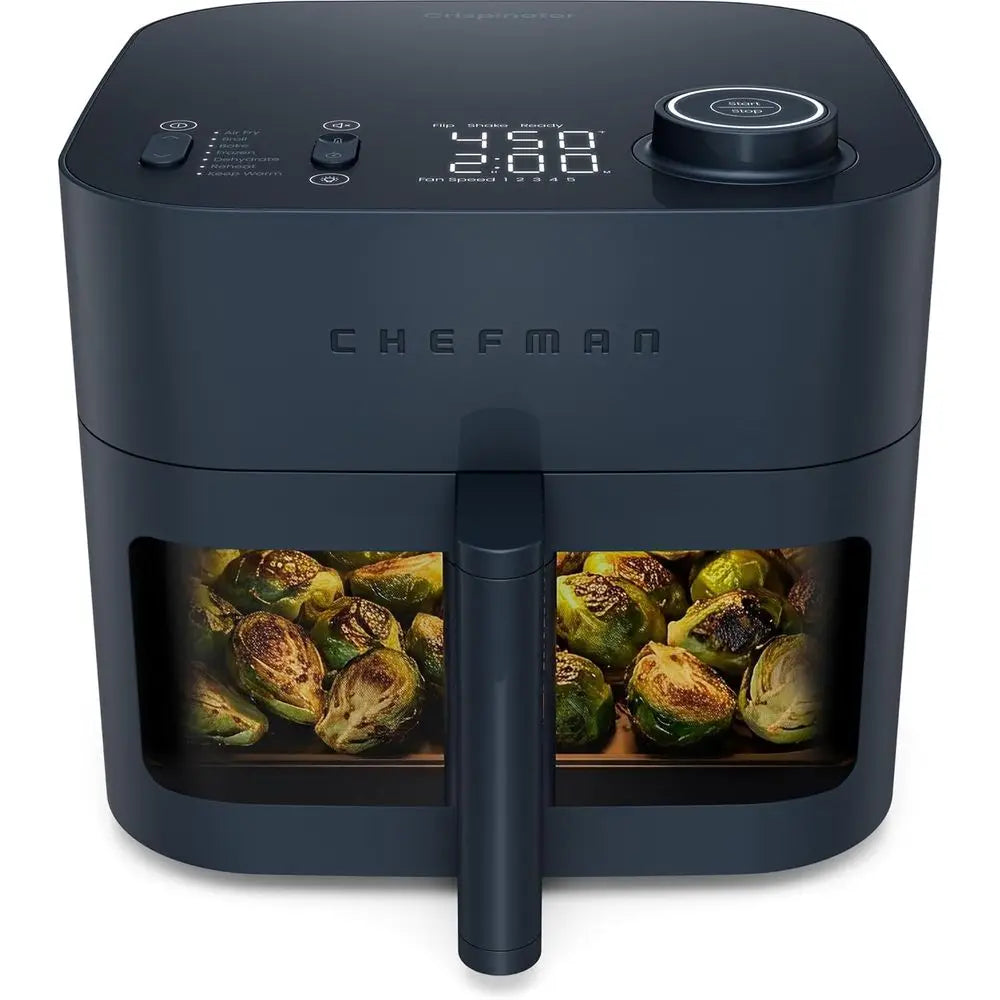 7-in-1 8 Qt Air Fryer with 450°F Max Temp, Turbo Heat Technology, Even Cooking, Bake, Broil, Dehydrate, Viewing Window, Nonstick