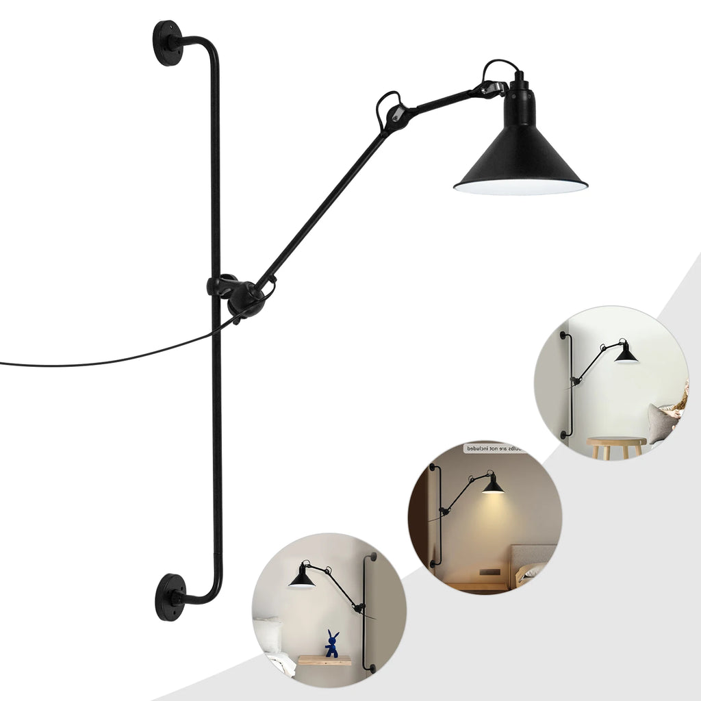 Iron Swing Arm Wall Lamp,Black Wall Lighting Wall Mount Lighting 3-8 m² for Bedroom,Living Room
