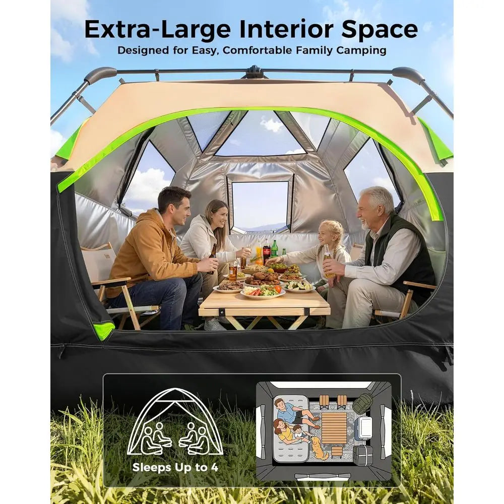 Quick Setup 4-6 Person Waterproof Camping Tent with Portable Bag for Family Hiking & Outdoor Adventures
