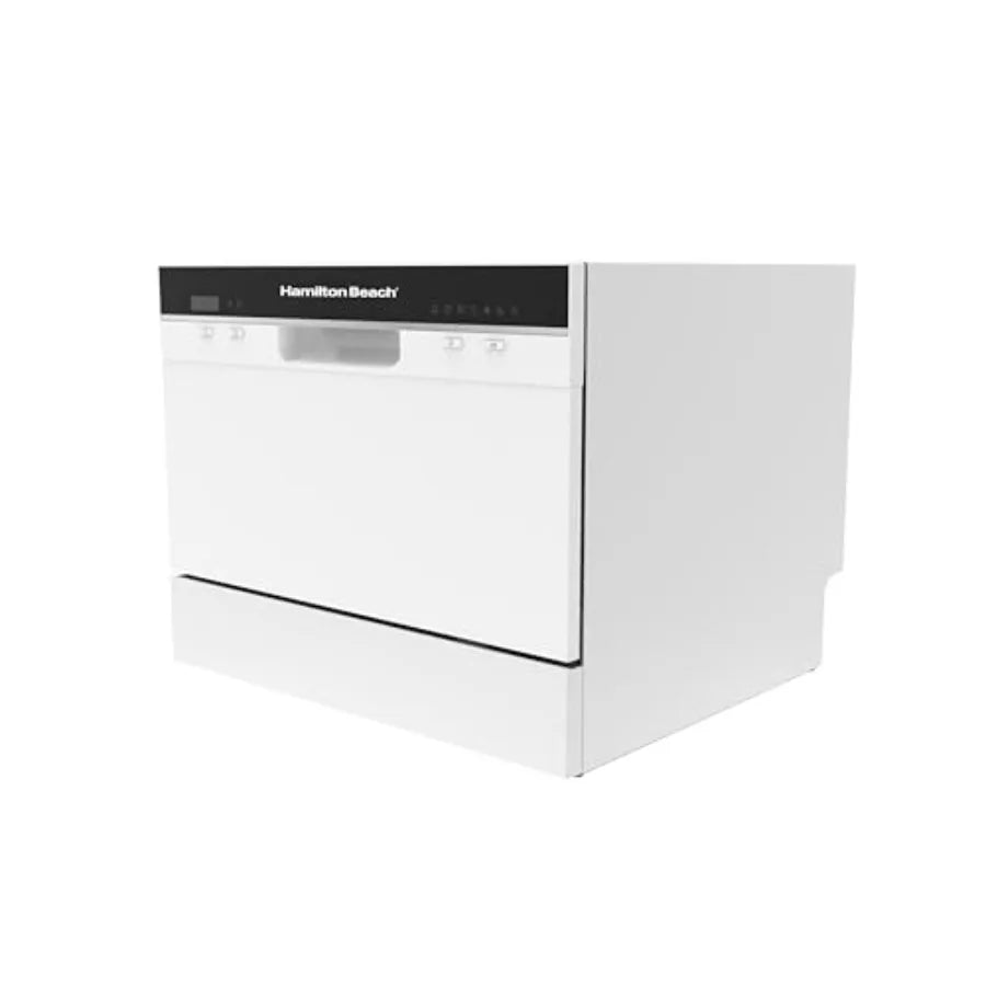 Counter Top Dishwasher 6 Place Settings Portable White Compact Efficient Cleaning for Small Kitchens