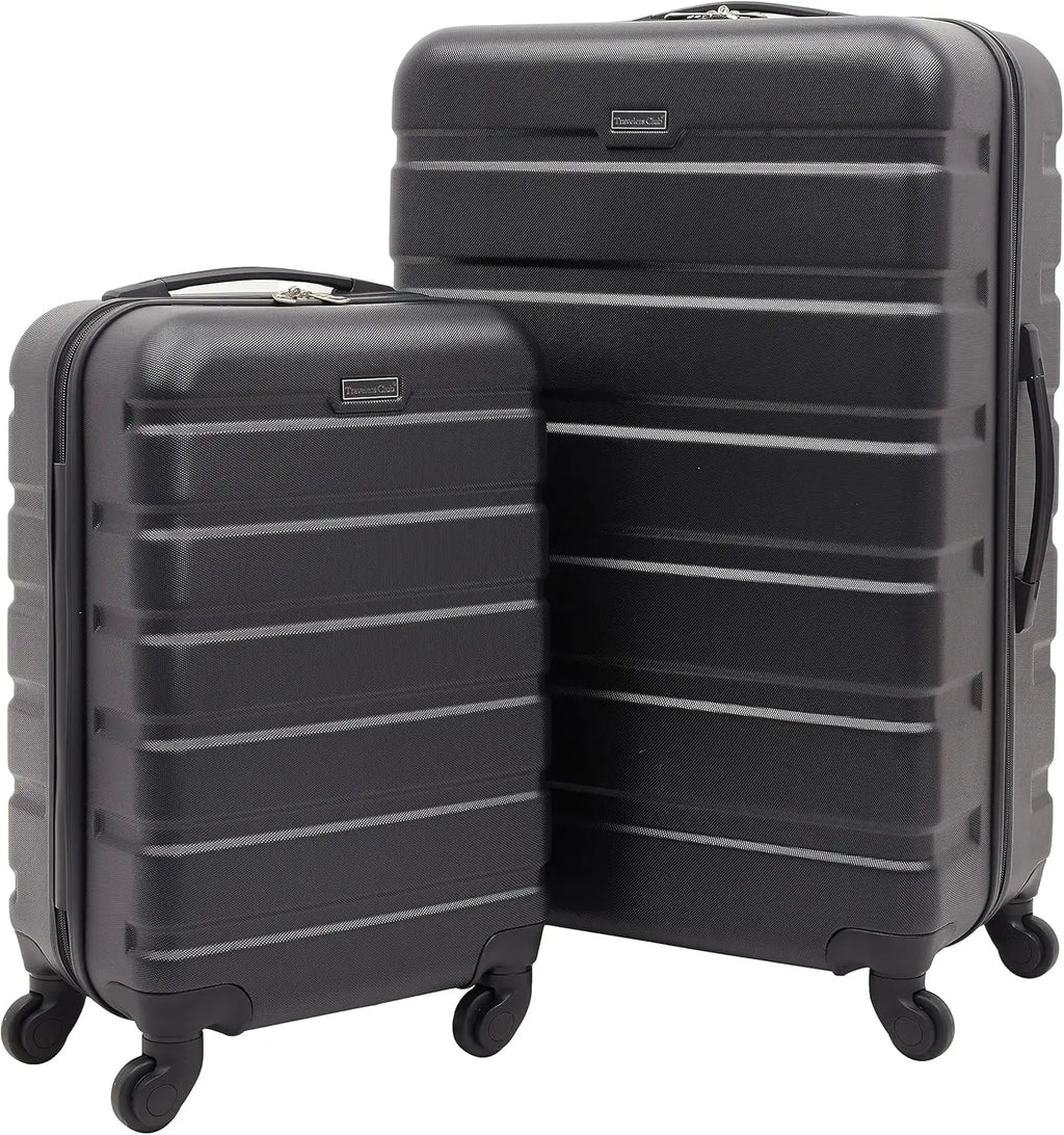2-Piece Black Luggage Set for Travelers, Durable and Stylish Carry-On Suitcase with Spinner Wheels