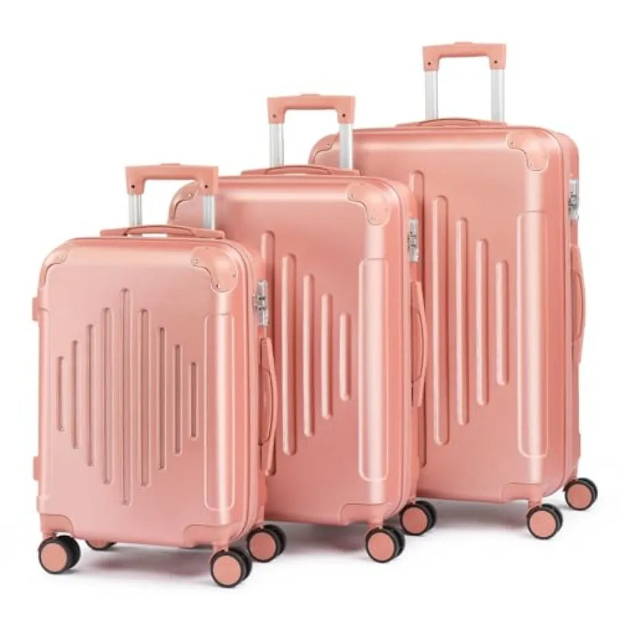 Karl home 3 Piece Luggage Set with TSA Lock Moulded Corner 4 Spinner Wheels ABS Hardside Trolley Travel Case for Carry On Check