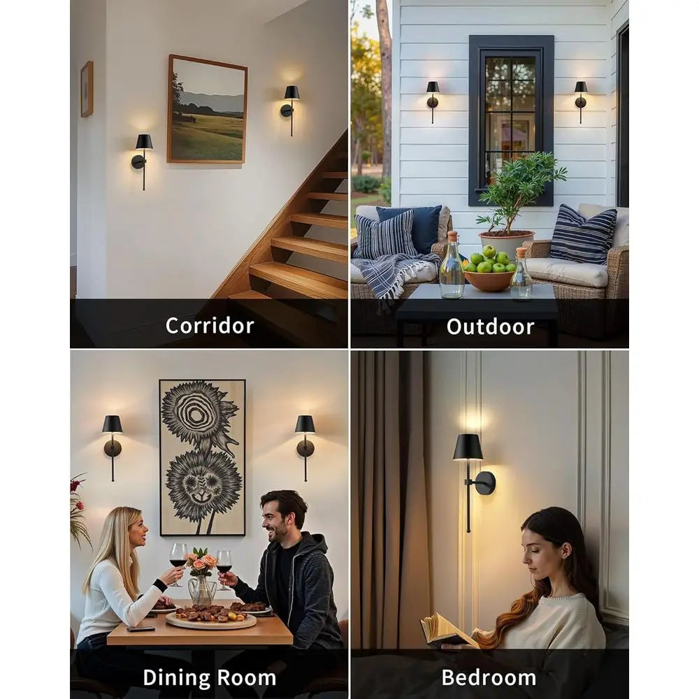 WirelWall Sconces Set o 2, Small Cordl5200mAh Rechargeable Battery LED Wall Lamps, SteplDimming Lightings or Wall Painting, Livi