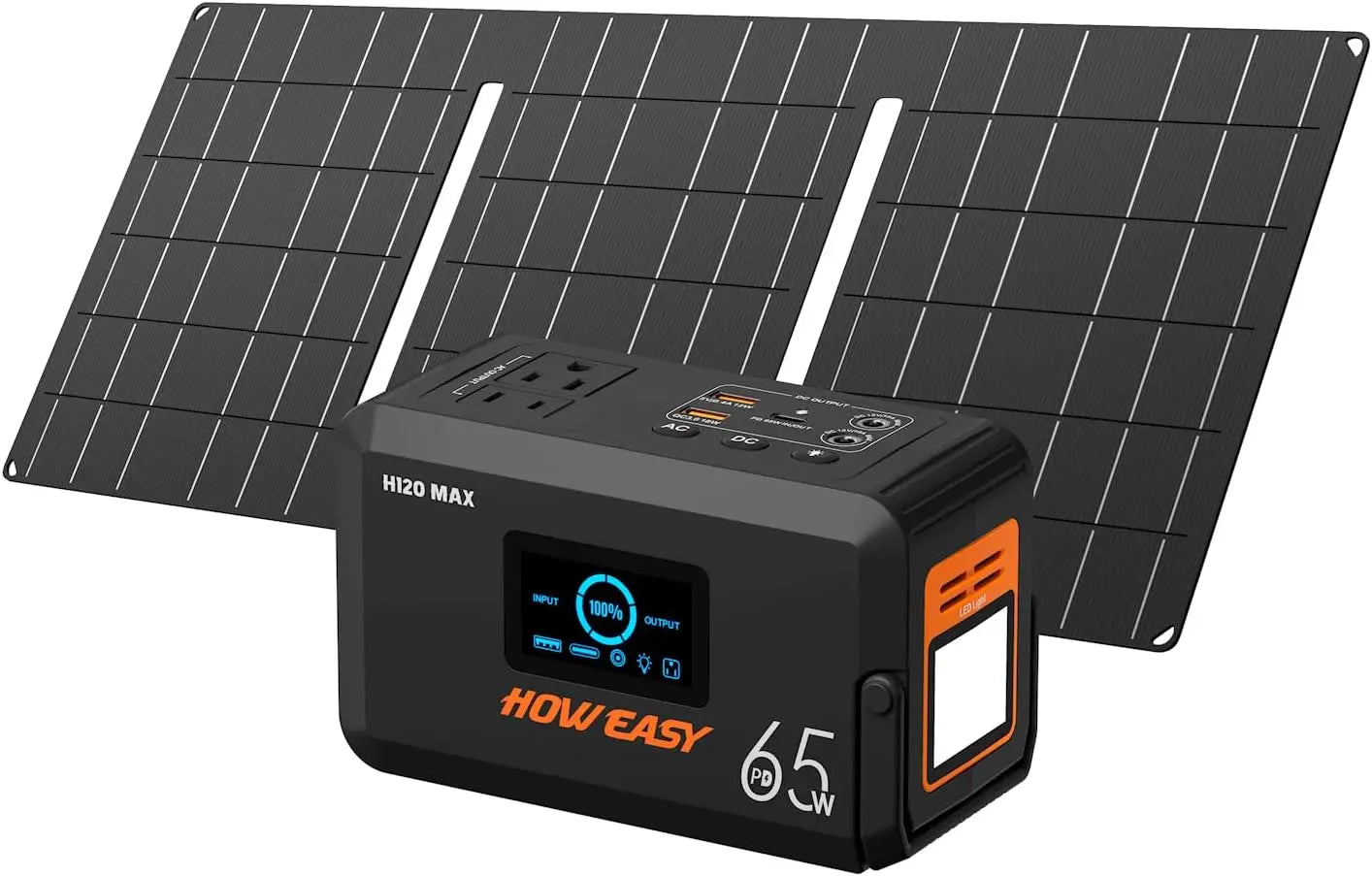 Portable Solar Generator 135W with 30W Panel, AC Outlet for Camping, Home & Outdoor Emergency Power