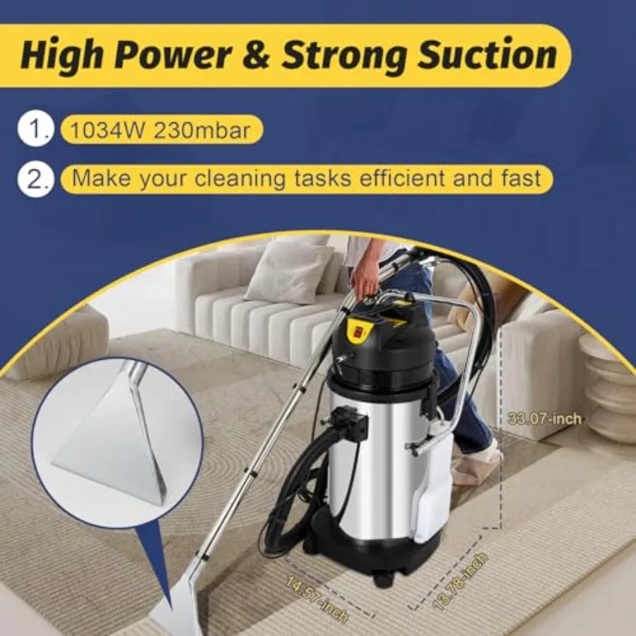 40L/11Gal Commercial Carpet Cleaner 3 in 1 Multi-Purpose Floor Cleaning Machine Heavy Duty Extractor Vacuum Washing Machine 104