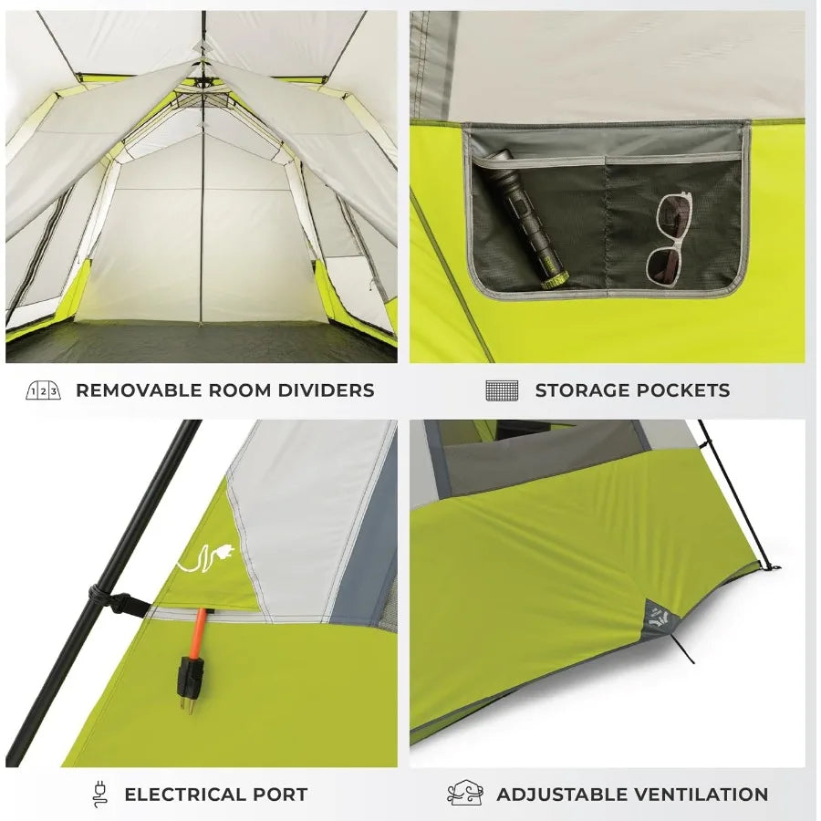 Instant Cabin Tents 6 Person/ 9 Person/ 10 Person/ 12 Person Family Cabin Multi Room Pop Up Tents Car Camping Included Storage