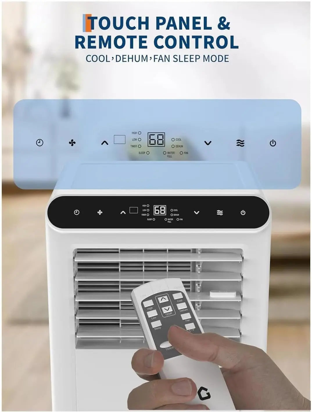 8000 BTU Portable Air Conditioner, Quiet 3-in-1 Indoor AC Combining Cooling, Dehumidification, 24H Timer,Complete Window Kit
