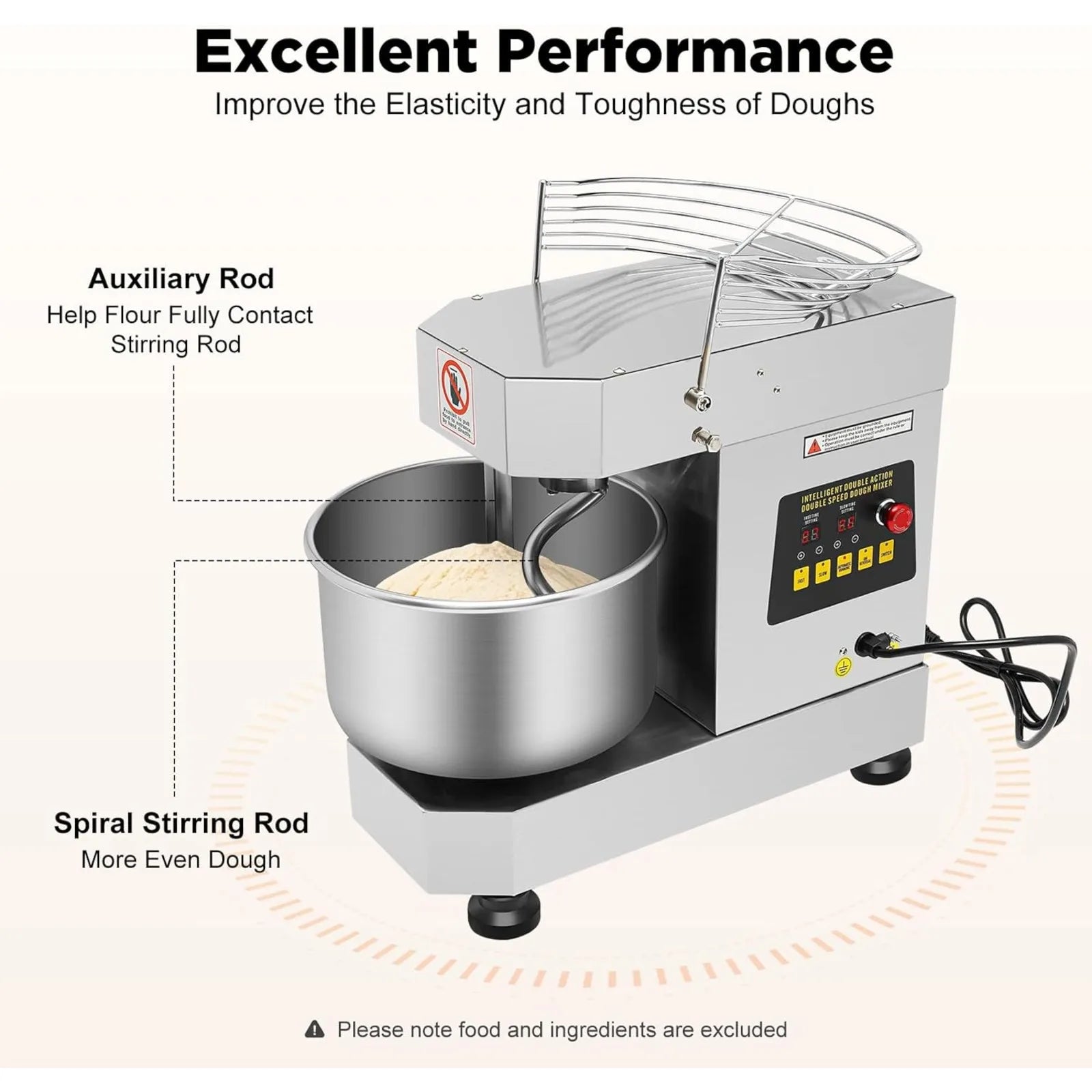 7500W Heavy Duty Electric Food Mixer Commercial Speeds Adjustable Stand Mixer Dough Kneading Machine, 10Qt Commercial Food Mixer