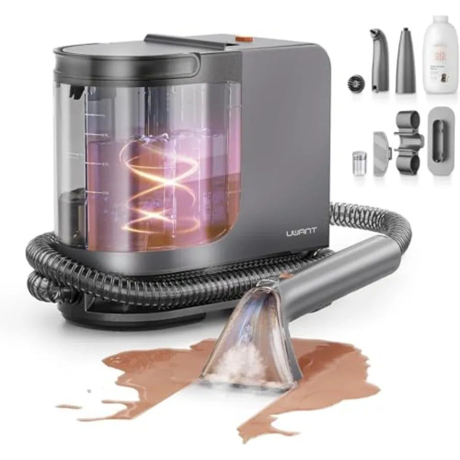 Portable Steam Carpet Cleaner 18Kpa with Hot Water for Cars Couch Furniture Upholstery Cleaning Tools and Solution in Black