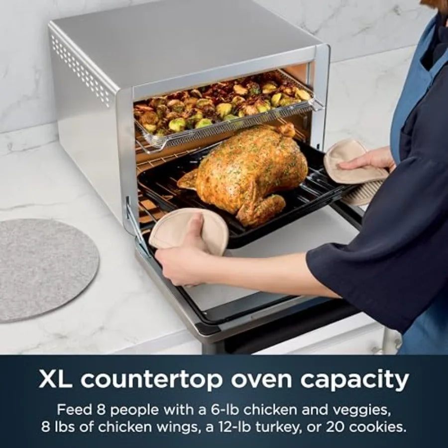 Air Fryer Toaster Oven Combo 10-in-1 Smart XL Countertop Oven Baking up to 20 Cookies Fits up to 12lb Turkey Pizza Toast Bake D