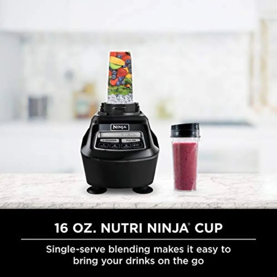 Mega Kitchen System 1500W 72 oz Full-Size Blender 8-Cup Food Processor with 2 16 oz Cups Black BL770