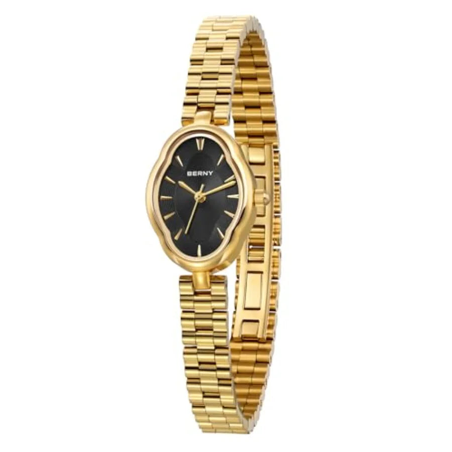 Watches for Women Dainty Ladies Quartz Watch Vintage Copper Mirrors Shape Japanese Quartz Movement 3ATM Waterproof Fashion Fema