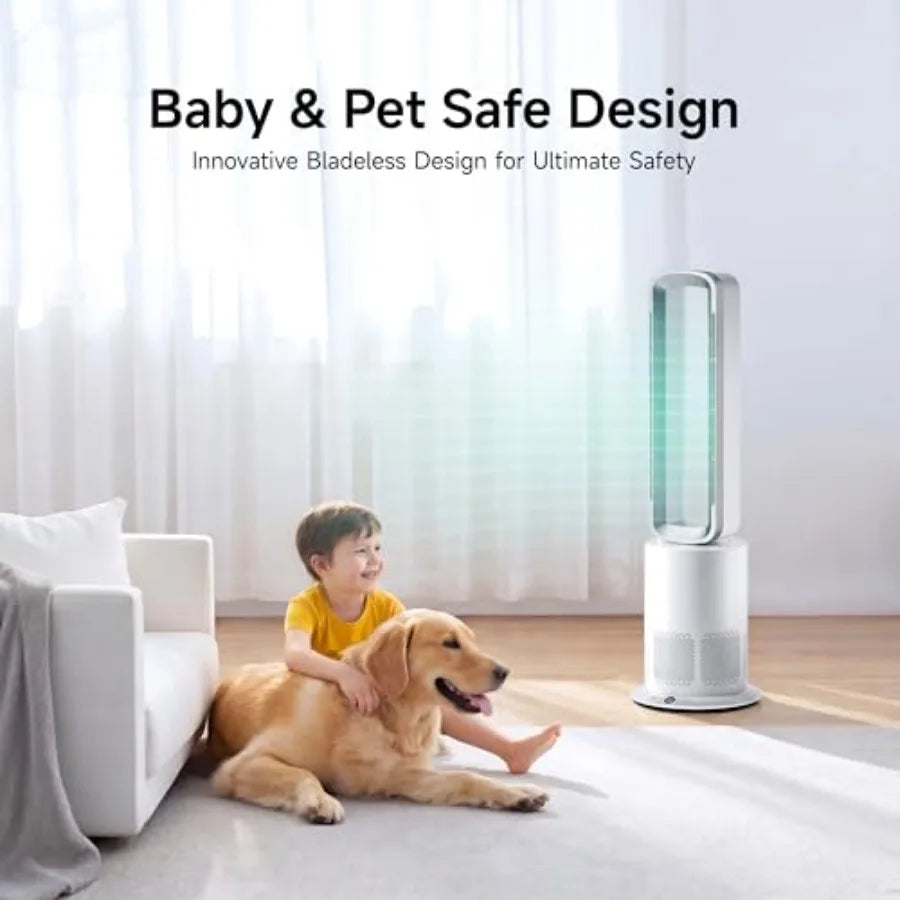 TP09Pro Commercial Bladeless Tower Fan 3-in-1 Air Purifier Space Heater Cooling Fan with Remote Control HEPA H13 Filtration for