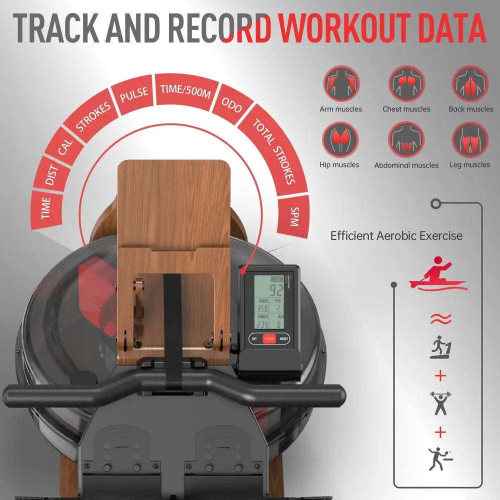 Water Rowing Machines for Home, Foldable Rowing Machine with 400LBS Weight Capacity, Dedicated Monitor amp Bluetooth APP, Large