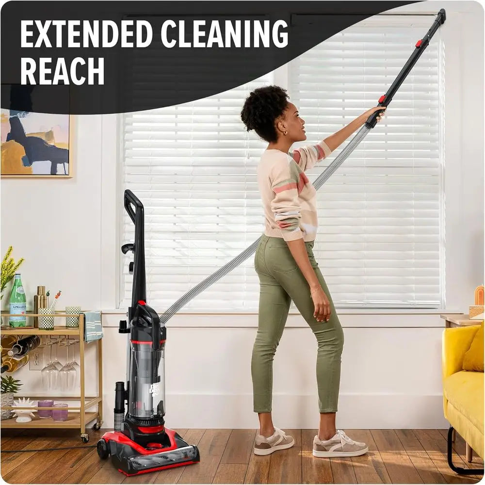 Extended Reach Bagless Upright Vacuum for Carpets and Hard Floors - Powerful, Lightweight, Corded for Home Use