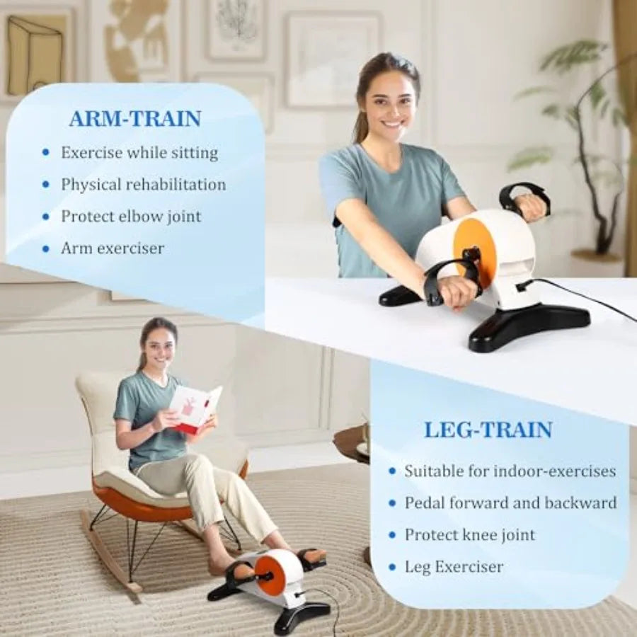 Electric Pedal Exercise Bike with Leg Support Physical Therapy Exercise Pedal Exerciser Assist Leg Knee Foot Arm Recovery Equip