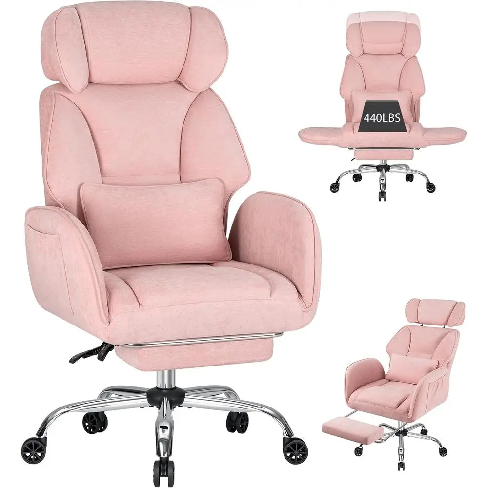 Ergonomic Office Chair with Wheels, Reversible Armrests, and Wide Seat for Comfortable Desk Use, Gaming, Reading, or Working (Pi