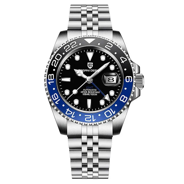 PAGANI DESIGN 40MM GMT Automatic Watch Men's Mechanical Wristwatch Sapphire Glass 100m Waterproof Man Watches Relogio Masculino