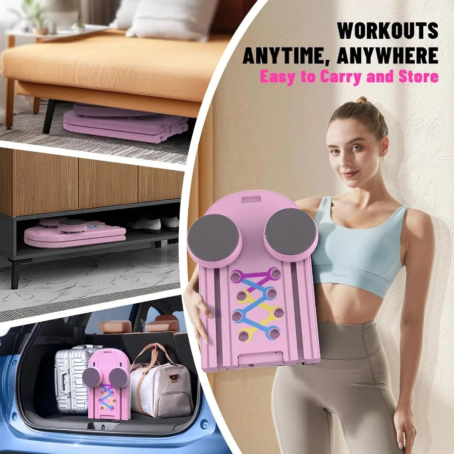 Pilates Board Foldable Reformer Training Set 6in1 Versatile Kit with AutoRebound Ab Roller Home Core Workout Equipment Tone You