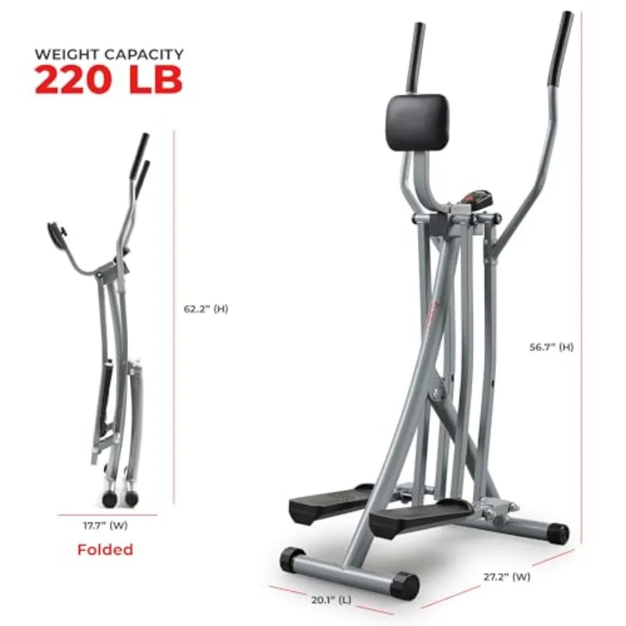 Foldable Air Walk Elliptical 30 Long Stride Full-Body Cardio Cross Trainer Glide Exercise for Home Office with SunnyFit App via