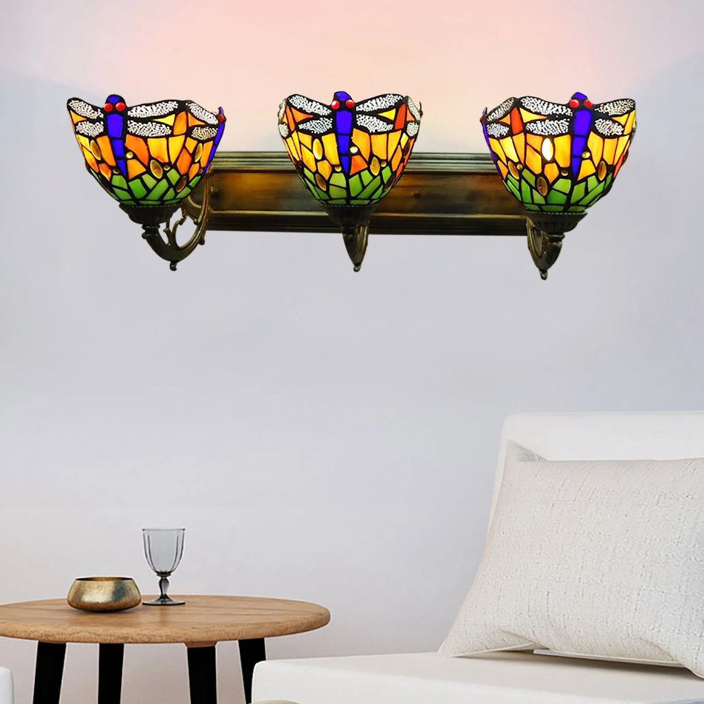Bymaocar Three Headed Dragonfly Retro Style Indoor Wall Lamp With E27 Base For 10m² Dining Rooms,Kitchens,Cafes,Bars,Libraries