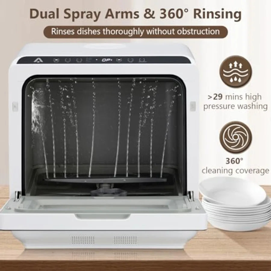 Portable Dishwasher Mini Dishwashers with Dual Water Supply Modes Portable Countertop Dishwasher with 5 Wash Programs Counterto