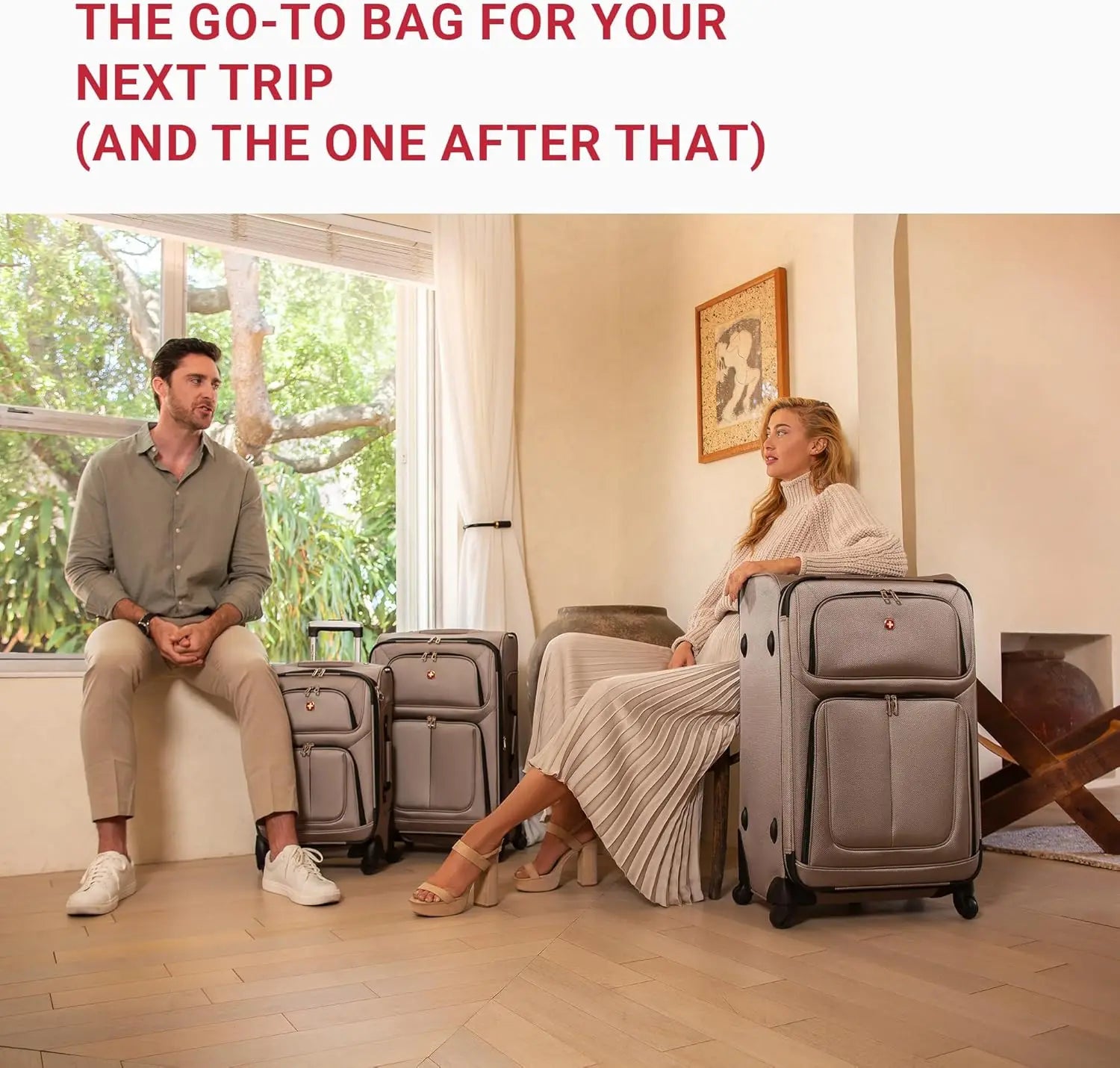 Expandable Spinner Luggage, Durable Lightweight Travel Suitcase in Black, Checked-Medium 25-Inch for Easy Trips