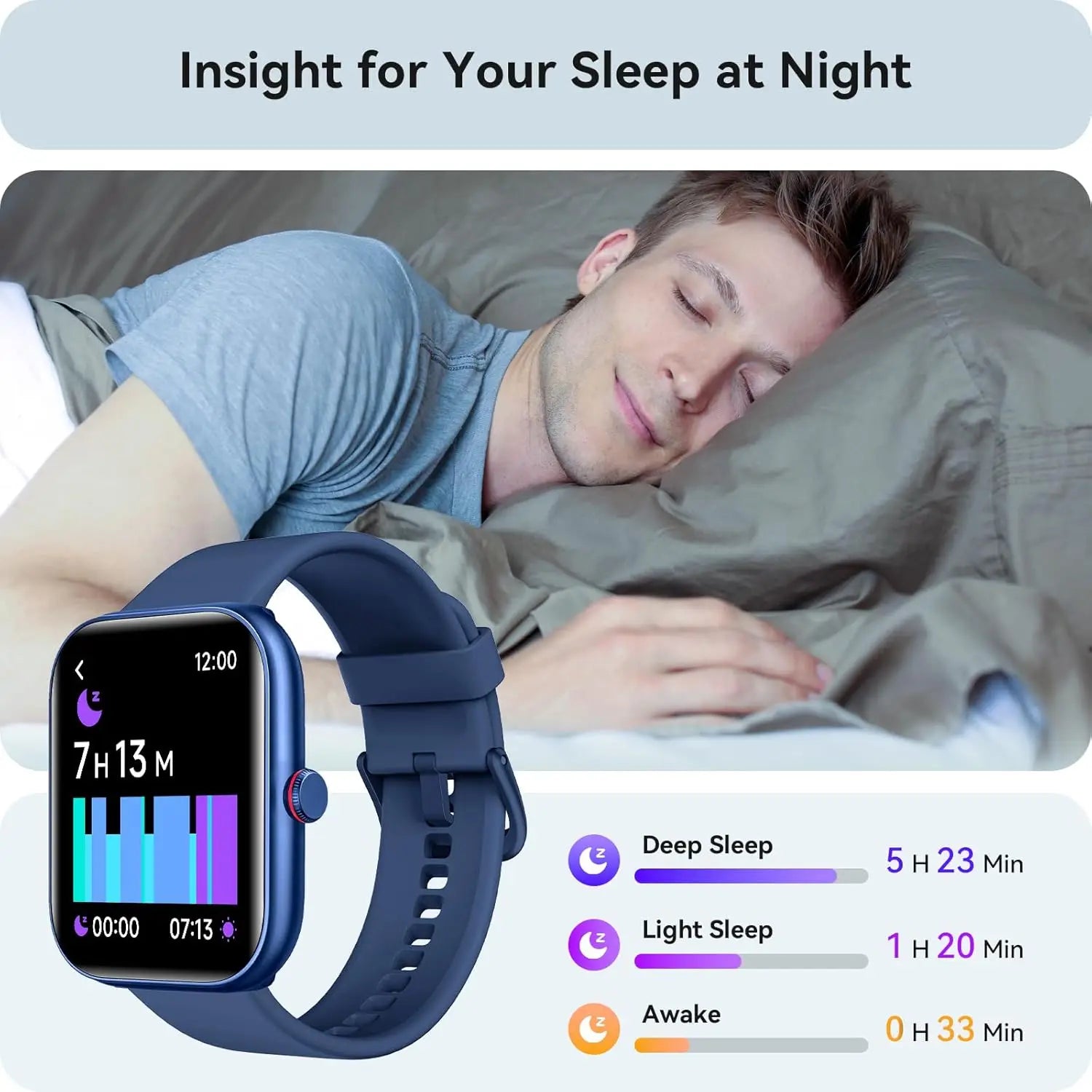 Smart Watch for Women Men, Fitness Tracker with Alexa, 105+ Sport Modes, IP68 Waterproof, Heart Rate Monitor