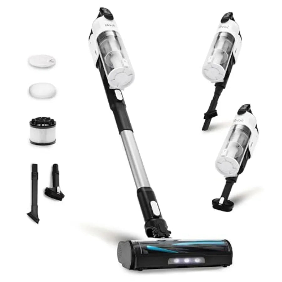 Cordless Stick Vacuum Cleaner with Tangle-Resistant Brush 50-Minute Runtime Powerful Suction Rechargeable Lightweight Design fo