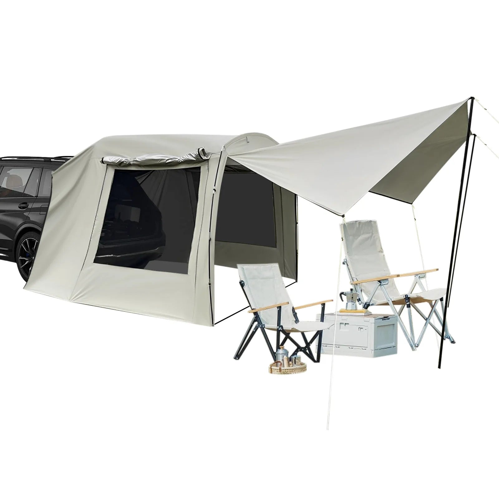 Car Box Docking Tent Camping Family Dome Tent Sunshade PU3000 Waterproof & UV40 Sun Protection 9.35x7.87ft Spacious Shelter