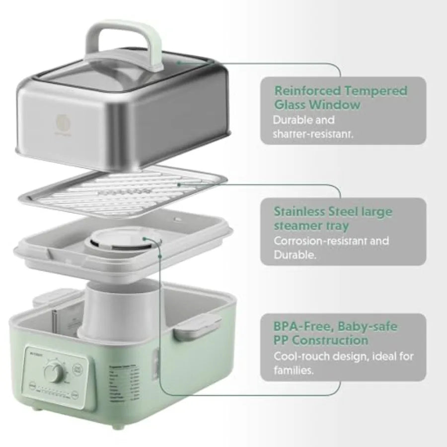 G52 5.3 Quart Electric Food Steamer for 2-4 Servings Vegetable Steamer for Cooking 2-hour Keep Warm 7 Preset Timings Dual Boil-