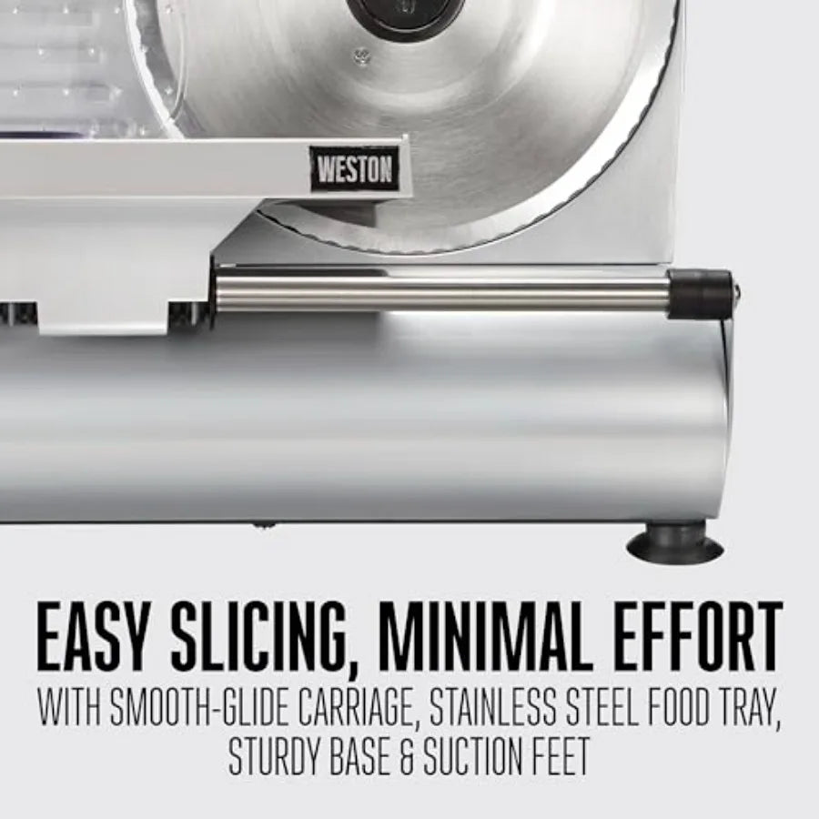 Electric Meat Cutting Machine for Deli Food Slicing Adjustable Thickness Non-Slip Suction Feet Removable 9 Stainless Steel Blad