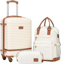 3-Piece Hardshell Luggage Set with TSA Lock & Spinner Wheels, Lightweight Carry-On Travel Suitcase (White)