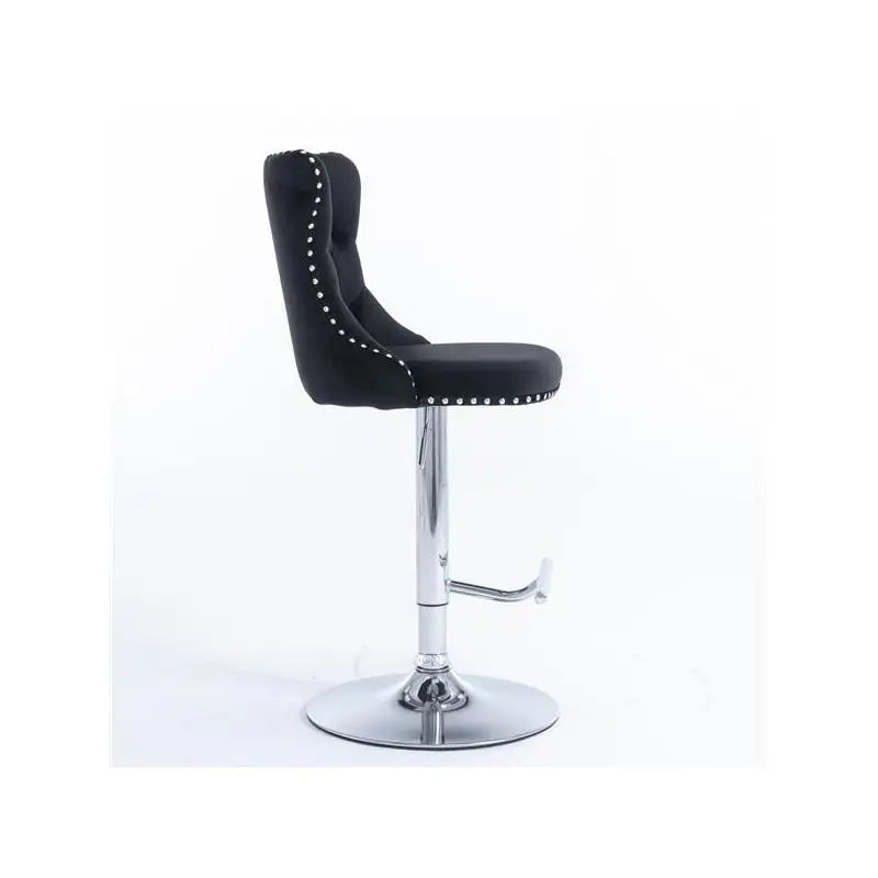 Adjustable Height Velvet Bar Stools with Backs, Modern Upholstered Chrome Base, Comfortable Tufted Design for Home Pub and