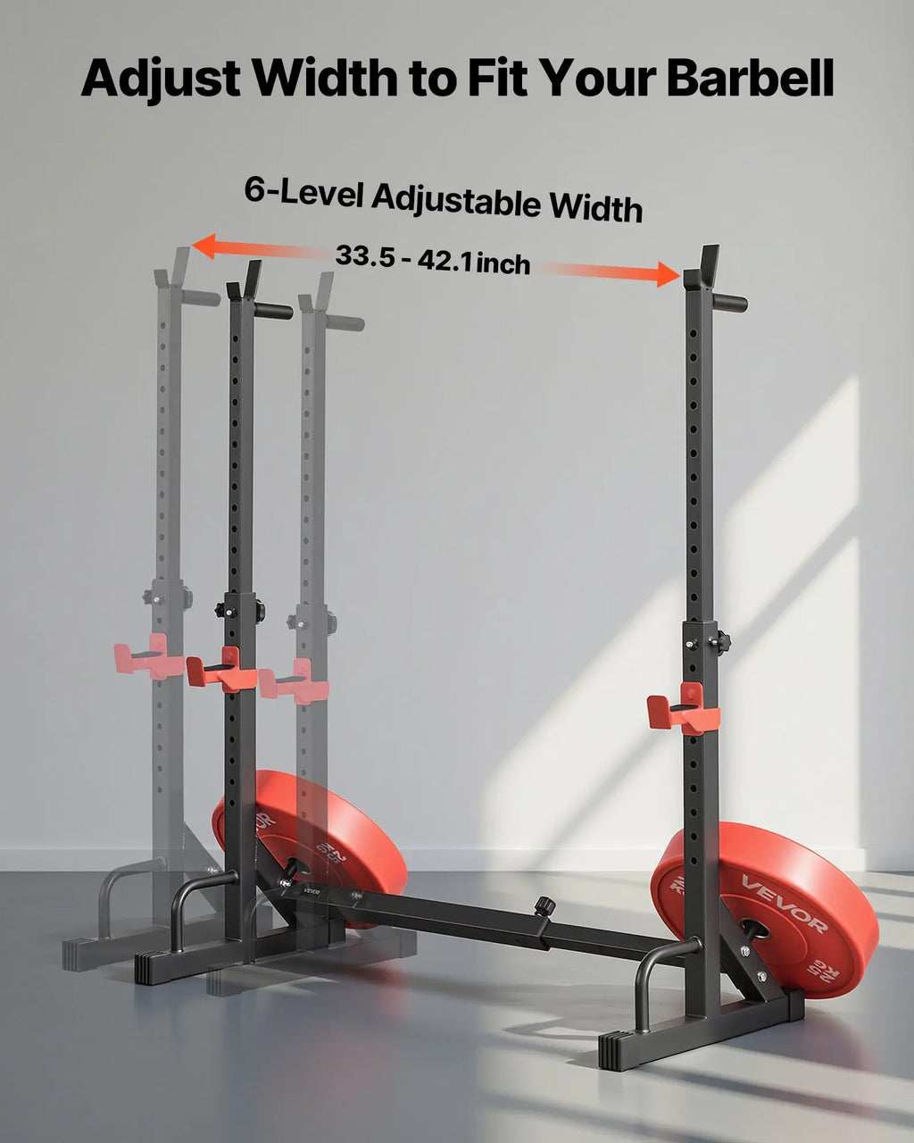 Power Cage Squat Rack, Home Gym Power Rack with Adjustable Height & Width, 550LBS Strength Training Workout Equipment with
