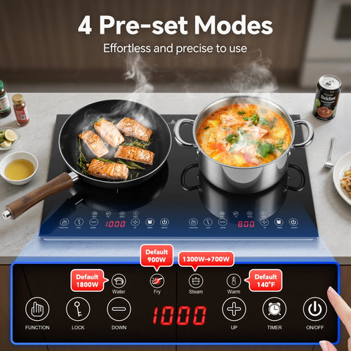 24/36 inch 1800/10800W  2/5 Burner Induction Cooktop Touch Control in Black 8/9 Power Level