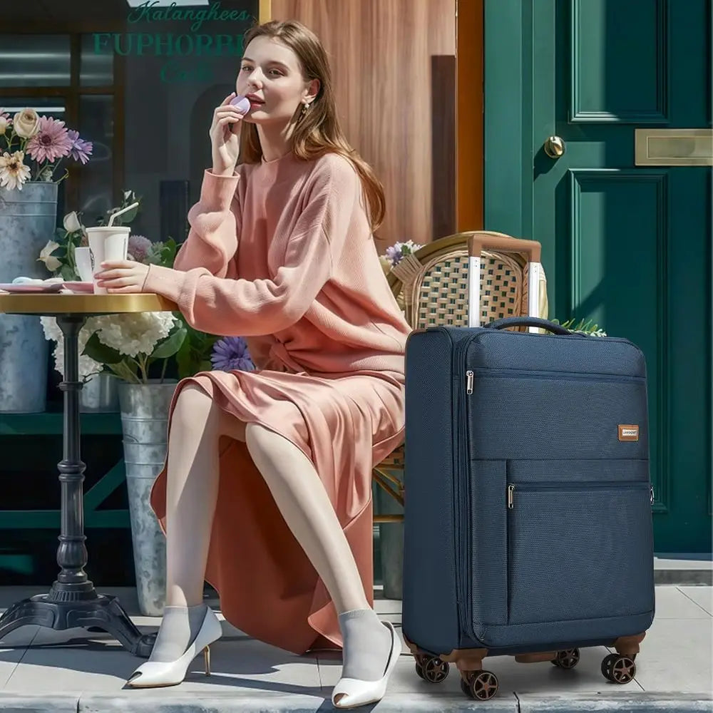 4-Piece Spinner Luggage Set with 360° Wheels - Carry-On Suitcases (28/24/20/18) Navy Blue
