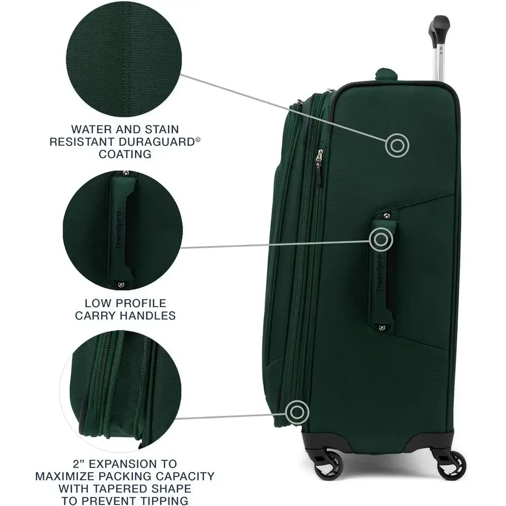 2-Piece Expandable Luggage Set with 4 Spinner Wheels, Lightweight Suitcase, Unisex, Forest Green